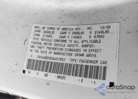 2009 Acura Tl 3.5 z USA, uszkodzony, nr VIN 19UUA86589A007853